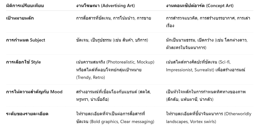 บทวิเคราะห์เปรียบเทียบ: เมื่อเป้าหมายกำหนดโครงสร้าง (จากคำไม่กี่คำ สู่ภาพระดับมืออาชีพ)